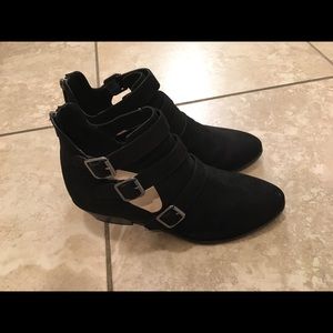 Torrid Black Suede Bootie with Buckles Size 9.5W